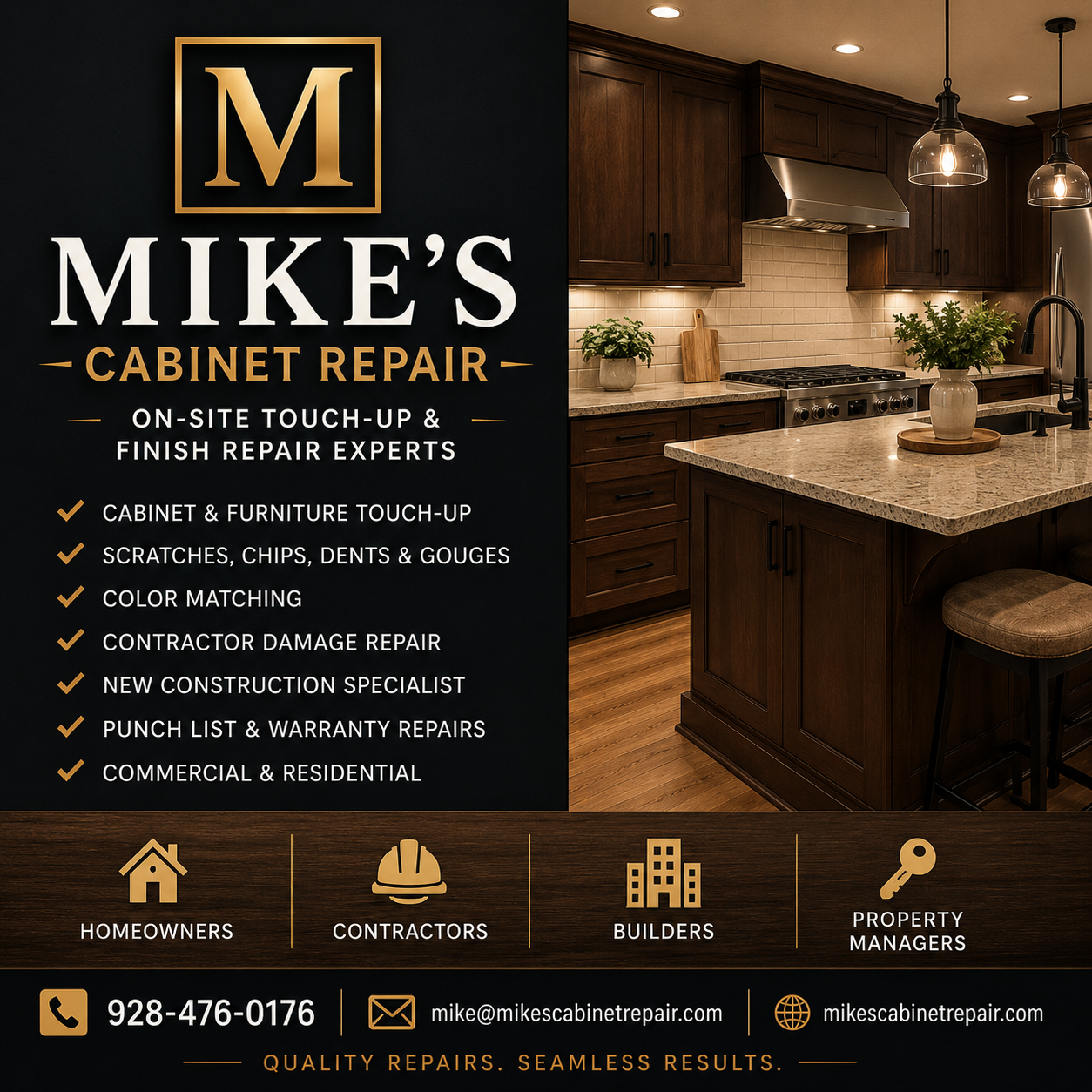 Placeholder image of a finished kitchen with custom cabinetry